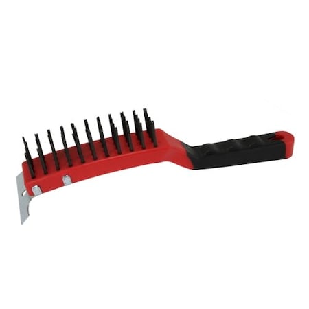 Warner Soft Grip 12" Steel Wire Brush with Scraper, 4x11 Bristle Row 10485